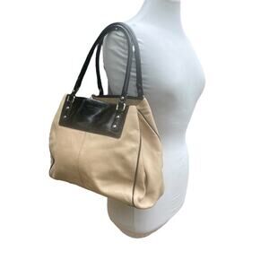 KATE SPADE Boerum Hill Anisha Beige & Black Patent Leather Tote Handbag